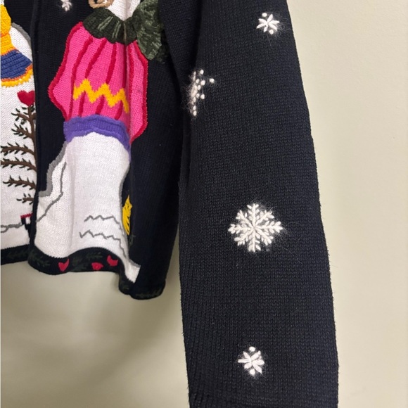 Quacker Factory Size Medium Snowman Cat Cardigan Sweater Christmas Holiday Ugly - Picture 5 of 8